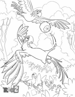 coloriage rio 2 blu et la partie de foot volant